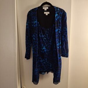 Josephine Studio Blue and Black Patterned Tunic And Tank Set